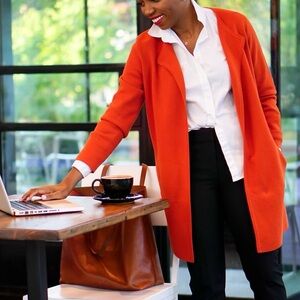 J. Crew Women's 100% Cotton Orange Cardigan